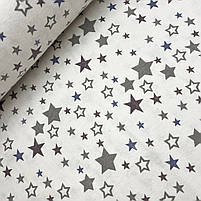 Фланель "Зіркахід сірий на білому" 220 см, фото 2