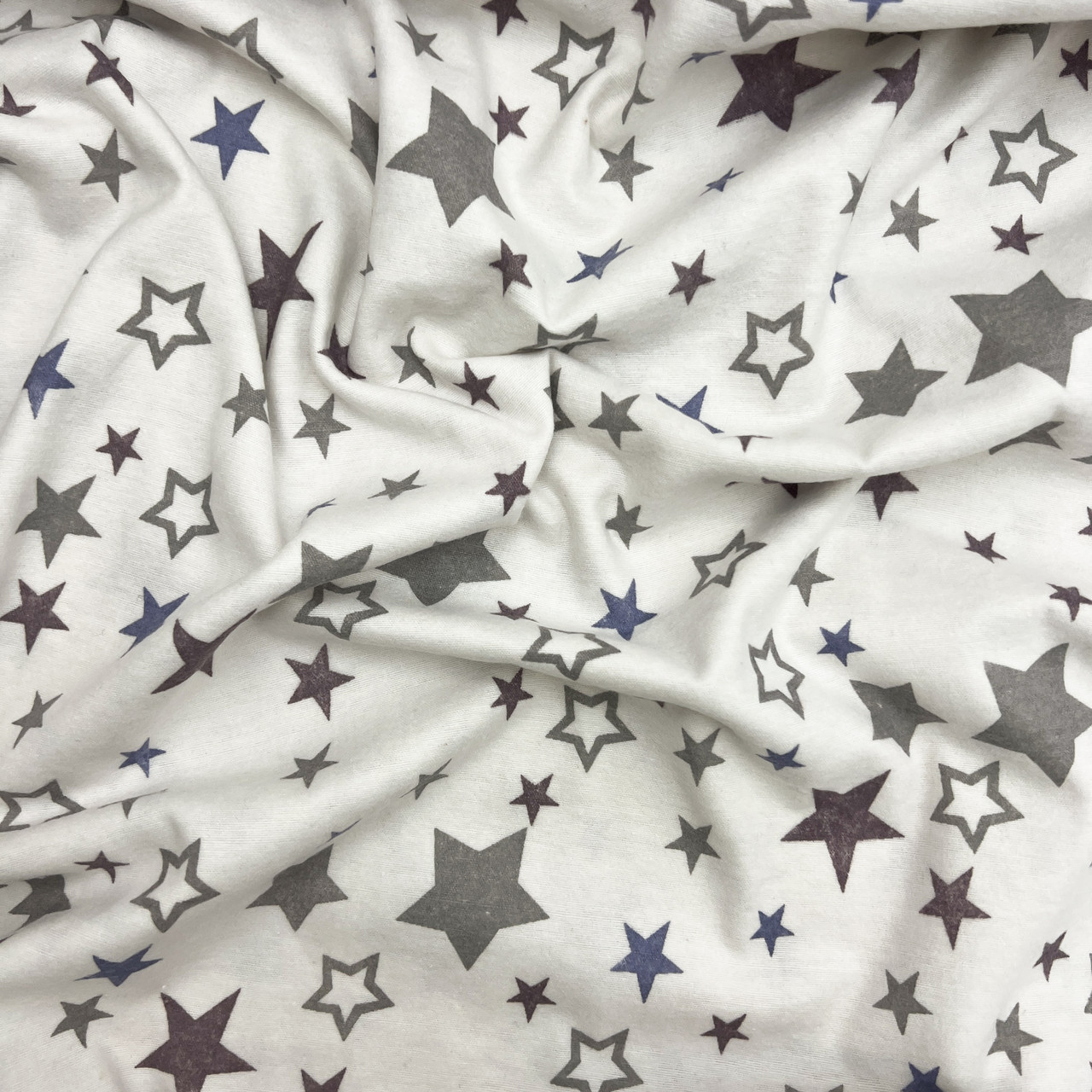 Фланель "Зіркахід сірий на білому" 220 см, фото 1