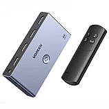 HDMI перемикач UGREEN CM624 8K 60Hz 4K 120Hz 3 входи в 1 вихід з пультом дистанційного керування, фото 3