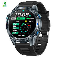 Розумний годинник G100 з GPS 1.43" з дзвінками і водозахистом 50M Чорно-блакитний