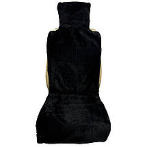 Хутряна накидка універсальний чохол - майка на переднє сидіння авто з овчини (Еко-хутро) чорна, фото 3