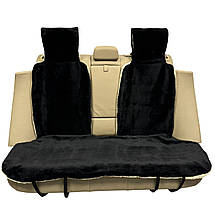 Хутряні накидки універсальні чохли - майка на заднє сидіння авто з овчини (Еко-хутро) чорні, фото 3