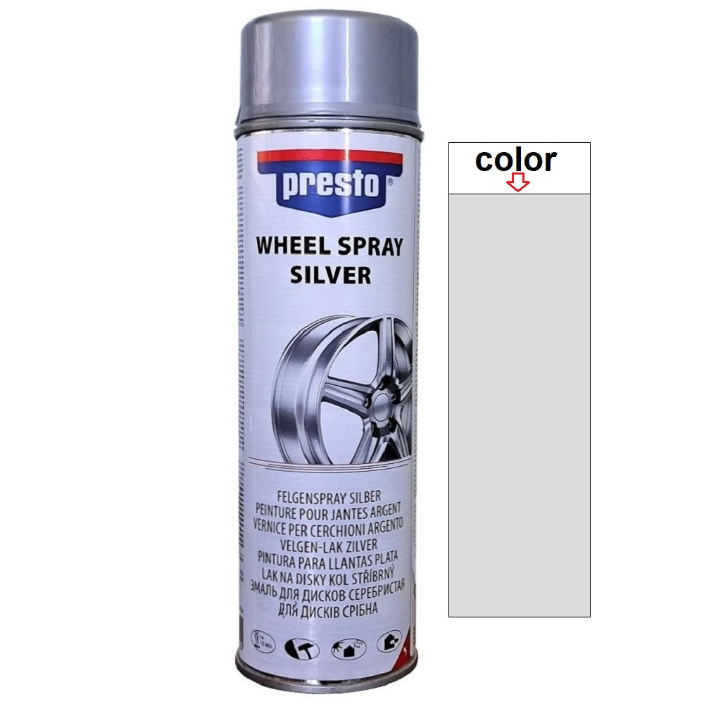 Акрилова автоемаль спрей для дисків срібляста Presto Wheel Spray Silver RAL 9006 500мл