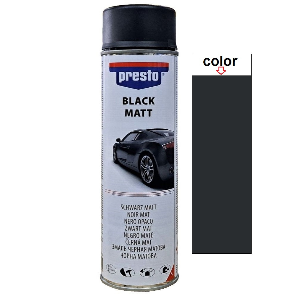 Акрилова автоемаль спрей для дисків чорна матова Presto Black Matt RAL 9005M 500мл