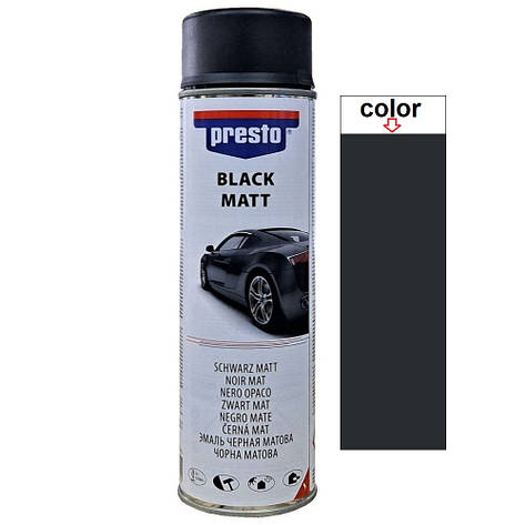 Акрилова автоемаль спрей для дисків чорна матова Presto Black Matt RAL 9005M 500мл, фото 1