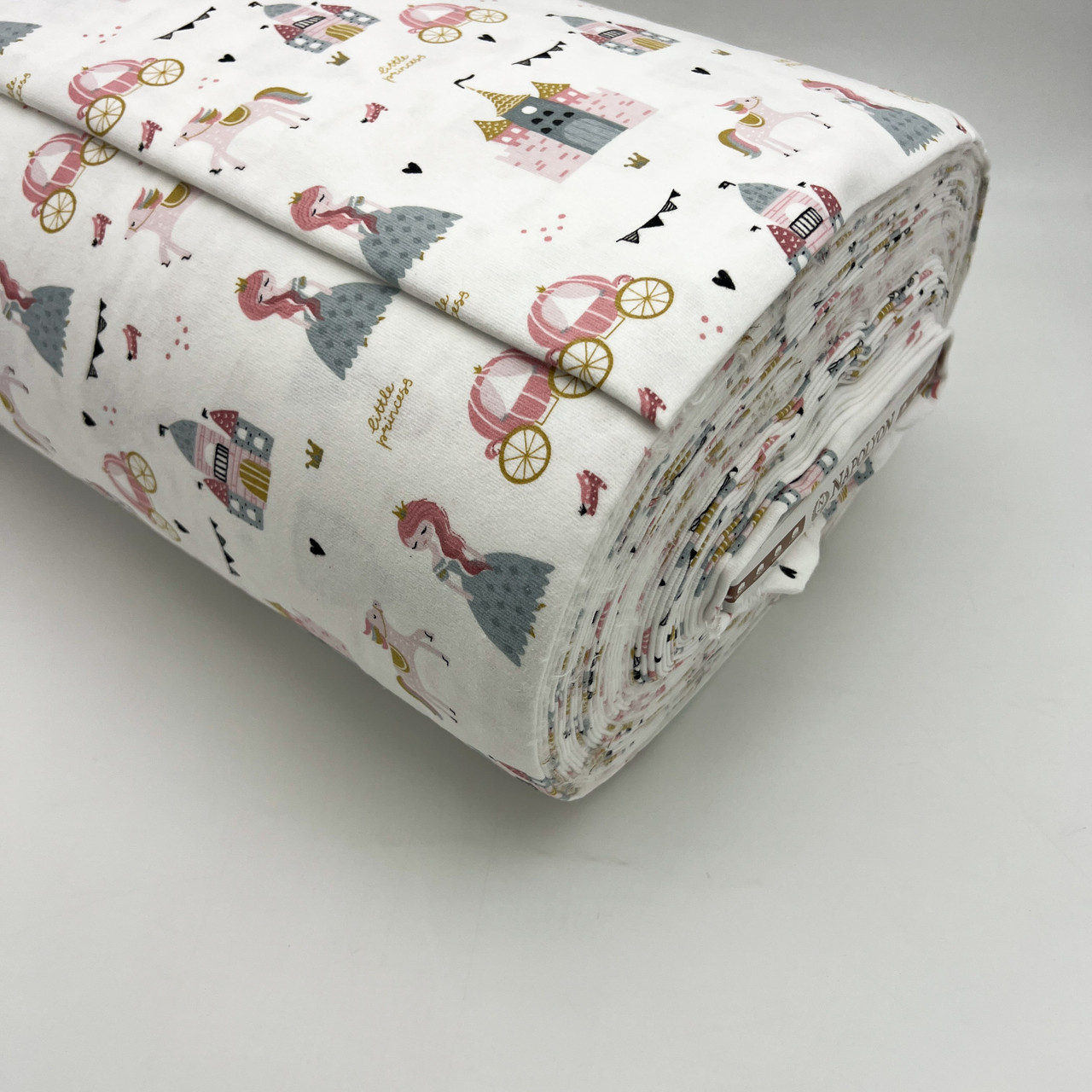 Фланель "Принцеси, замки, карети сіро-рожеві" 240 см, фото 1