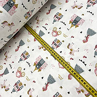 Фланель "Принцеси, замки, карети сіро-рожеві" 240 см, фото 3