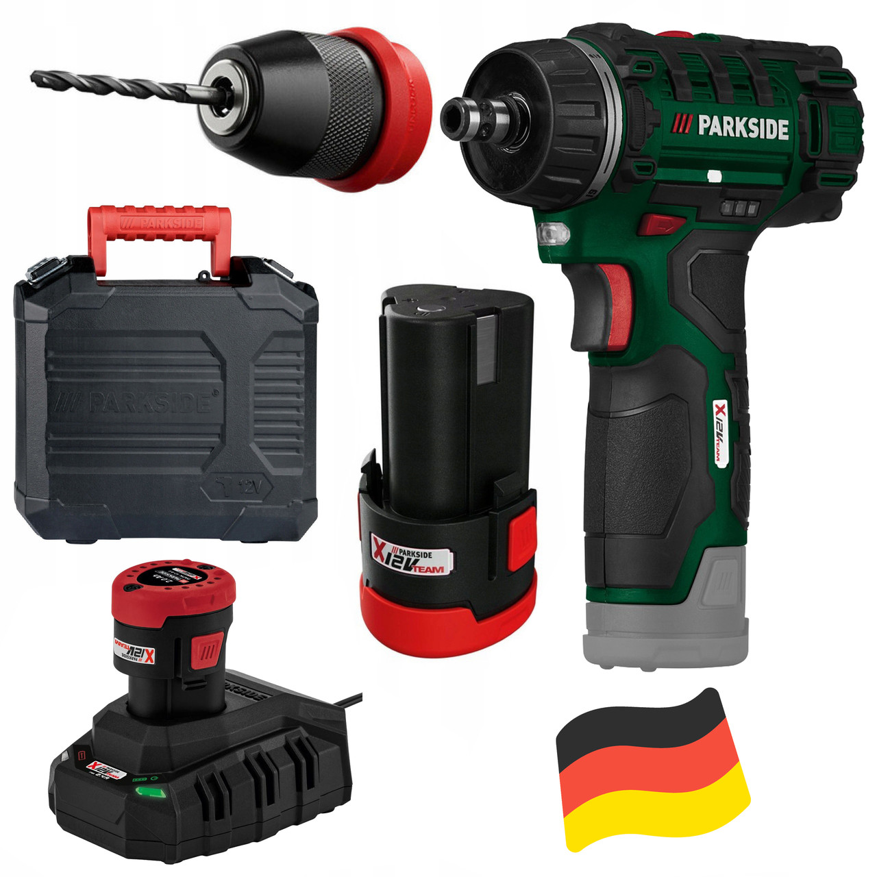 Шурупокрут акумуляторний Parkside PBSA 12 D3 + АКБ+ЗУ (28 Нм, 2 швидкості, LED-підсвітка, Німеччина), фото 1