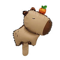 Фольгована міні-кулька "Капібара з апельсином" 30х38 см (Китай)