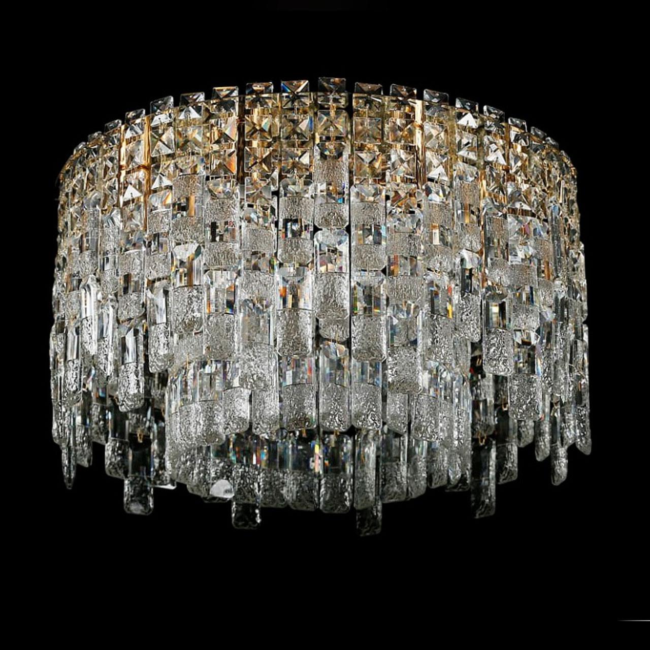 Кришталева люстра стельова на 8 ламп E14 колір золотий VL-LGH01440/8 FGD, фото 1