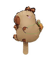 Фольгована міні-куля "Капібара з черепашкою" 28х38 см (Китай)