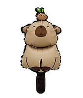 Фольгована міні-куля "Капібара з яблуком" 20х42 см (Китай)