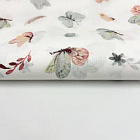 Турецька бавовняна тканина ранфорс "Метелики ментолово-пудрові" 240 см, фото 5