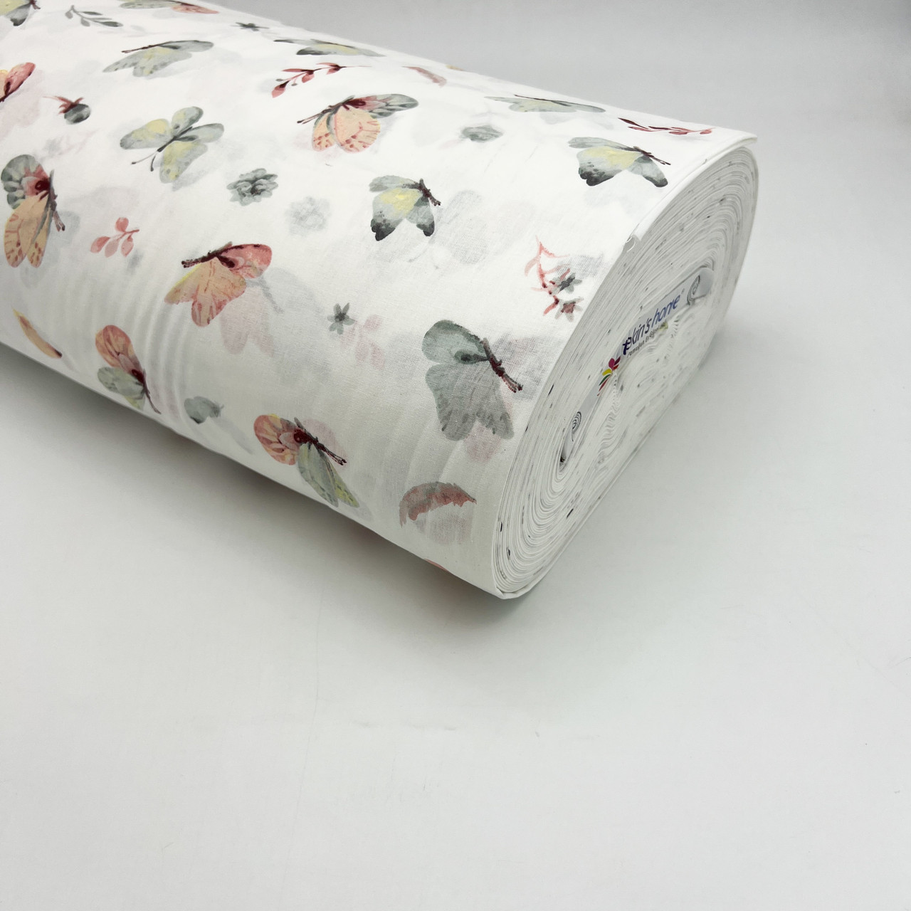 Турецька бавовняна тканина ранфорс "Метелики ментолово-пудрові" 240 см, фото 1