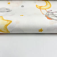 Турецька бавовняна тканина ранфорс "Зайки на гойдалці на місяці" 240 см, фото 4