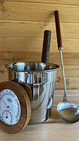 Набір №9 для лазні та сауни (черпак, шайка 5 л, термогігрометр)