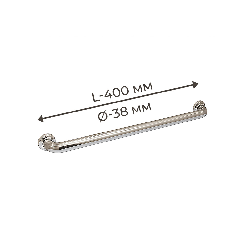 Поручень для людей з інвалюдністю (МГН) прямий настінний INVO з нержавіючої сталі, L- 400 мм, D труби - 38 мм, фото 1