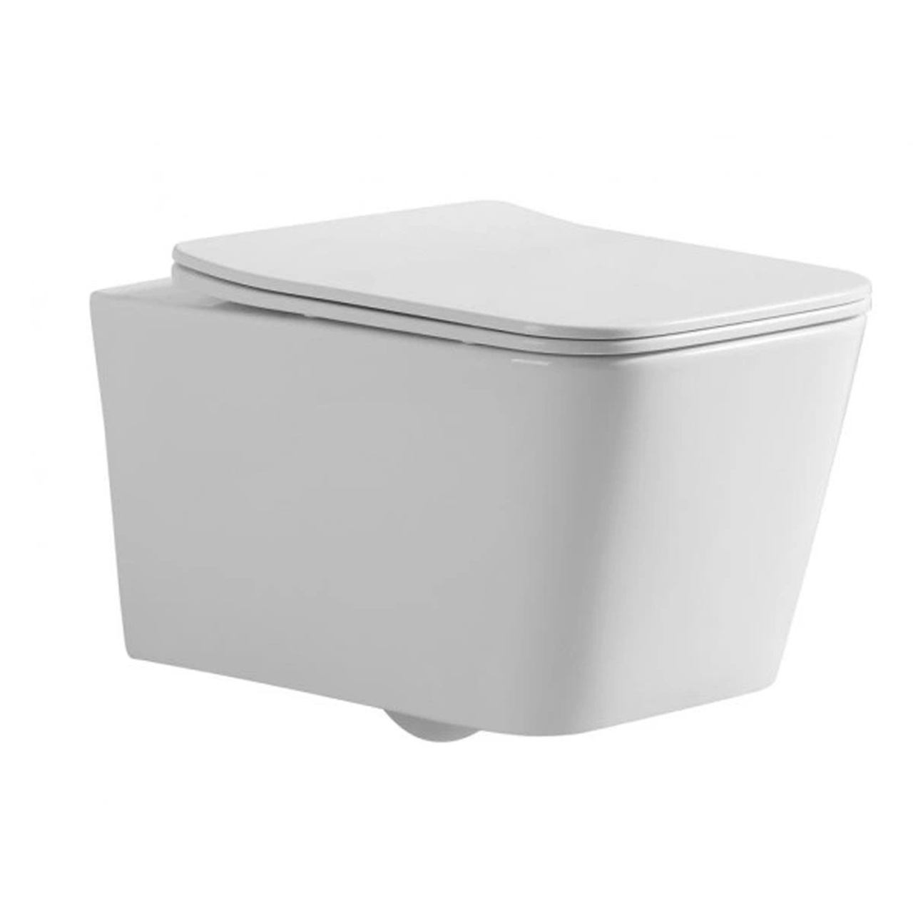 Унітаз підвісний прямокутний KVADRO Rimless безободковий з дюропластовим сидінням soft-close 670007, фото 1