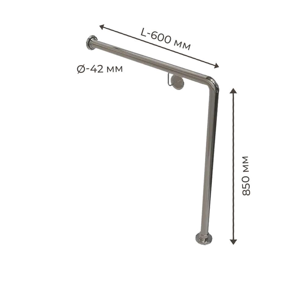 Поручень для людей з інвалідністю (МГН) підлоговий INVO Г-подібний з кріпленням у стіну правий і лівий, фото 1