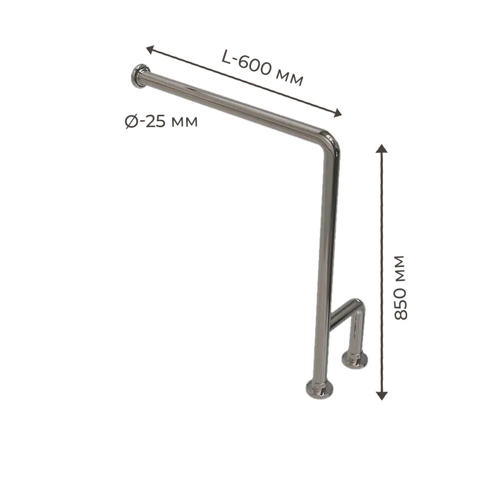 Поручень для людей з інвалідністю (МГН) підлогово-настінний INVO Г-подібний правий і лівий, фото 1
