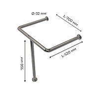 Поручень для людей з інвалідністю (МГН) для раковини підлогово-настінний INVO з нержавіючої сталі