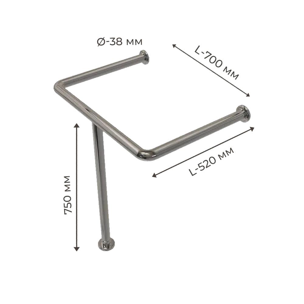 Поручень для людей з інвалідністю (МГН) для раковини підлогово-настінний INVO з нержавіючої сталі, фото 1