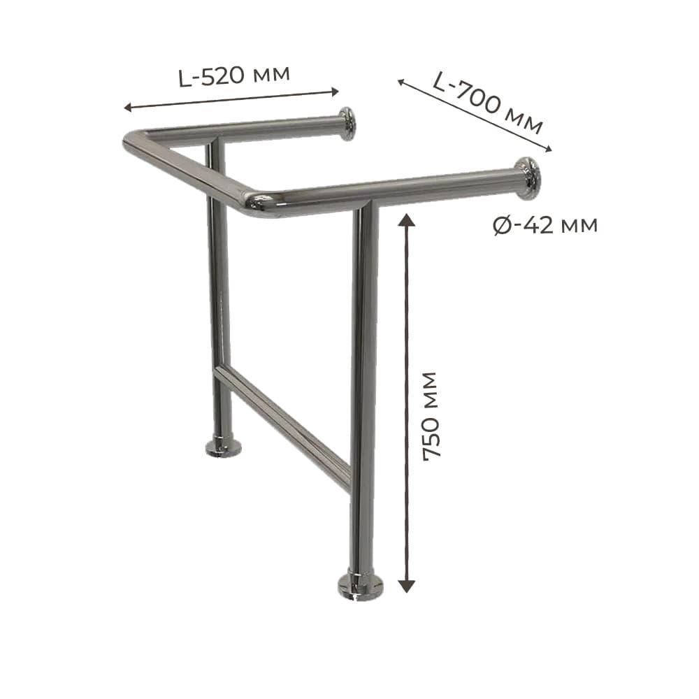 Поручень для людей з інвалідністю (МГН) для раковини підлогово-настінний INVO із захистом зливу, фото 1