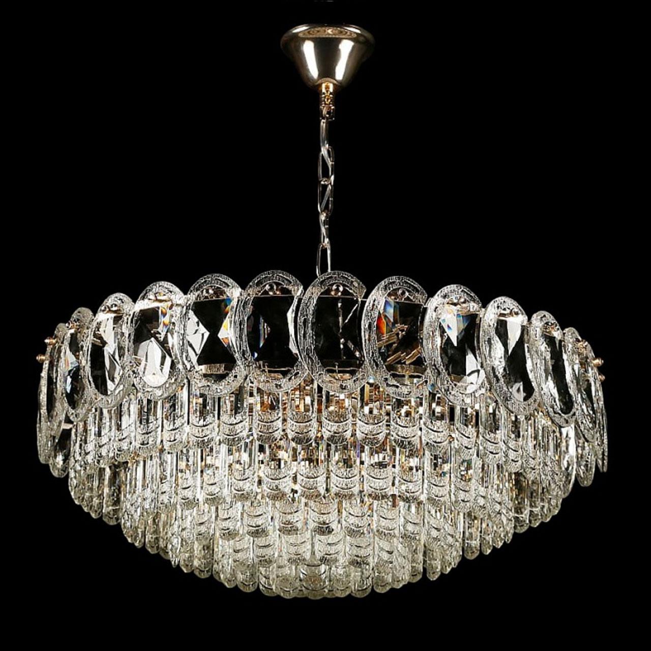 Люстра сучасна підвісна кришталева на 12 ламп E14 колір каркасу золотий VL-L9666/600/12 SG, фото 1