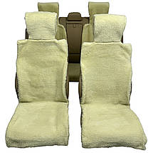 Хутряні накидки універсальні чохли - майки на 2 передні та заднє сидіння авто з овчини (Еко-хутро) лимонні, фото 3