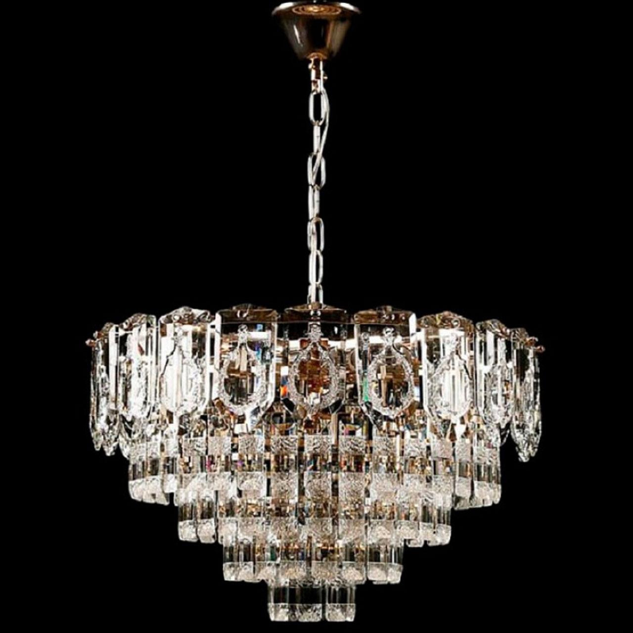 Люстра сучасна підвісна кришталева на 12 ламп E14 колір каркасу золотий VL-L3575/600/12 SG, фото 1