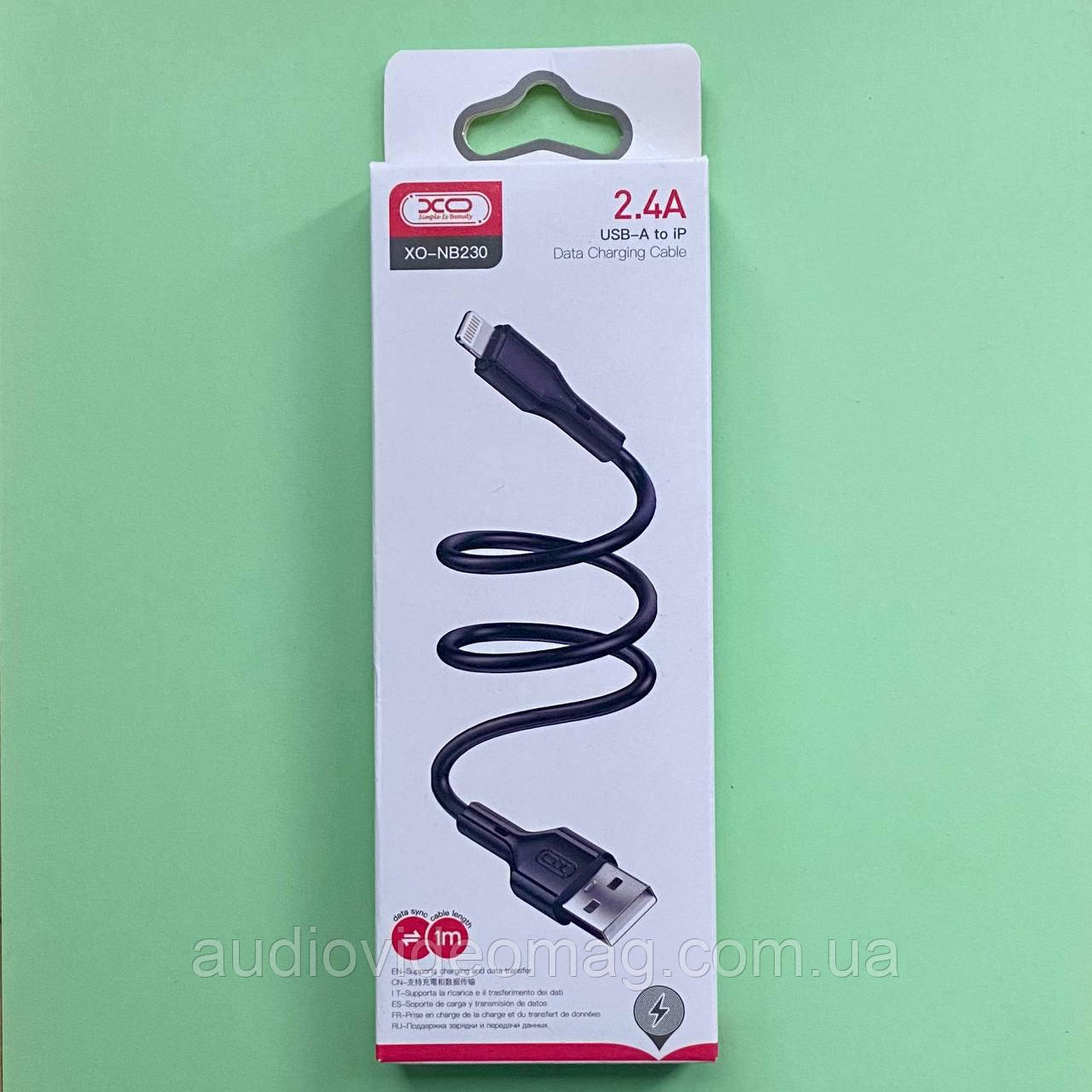 Кабель USB Data Lightning Apple iPhone, 2.4А, 1 метр, чорний, фото 1