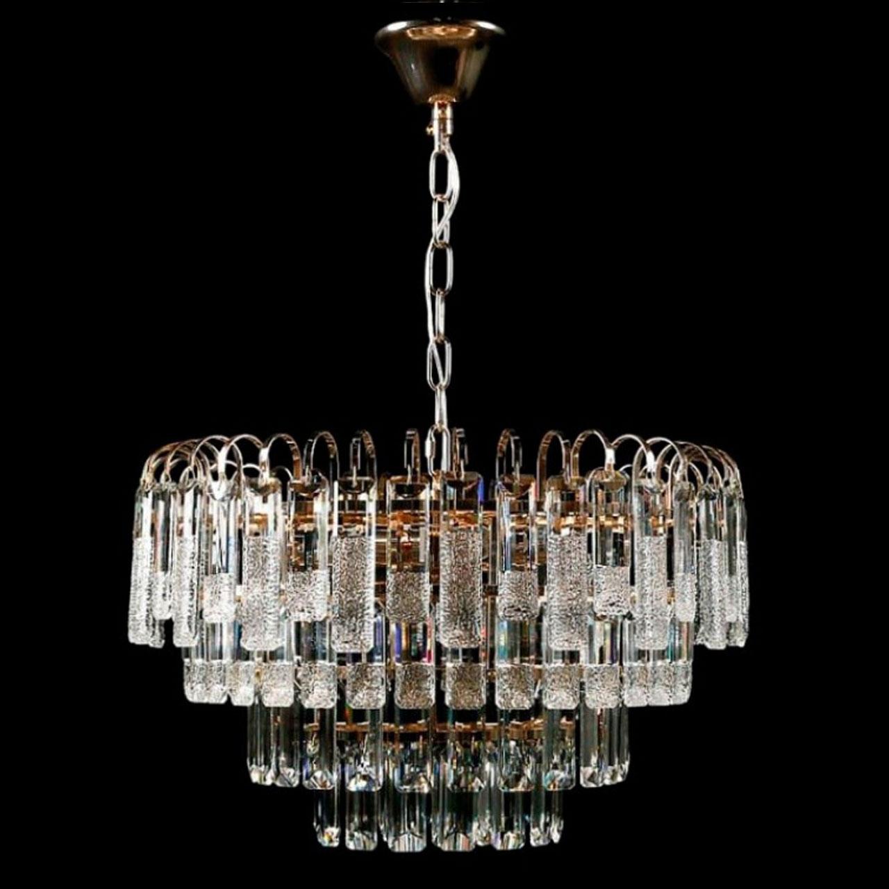 Люстра сучасна підвісна кришталева на 10 ламп E14 колір каркасу золотий VL-L3572/600/10 SG, фото 1