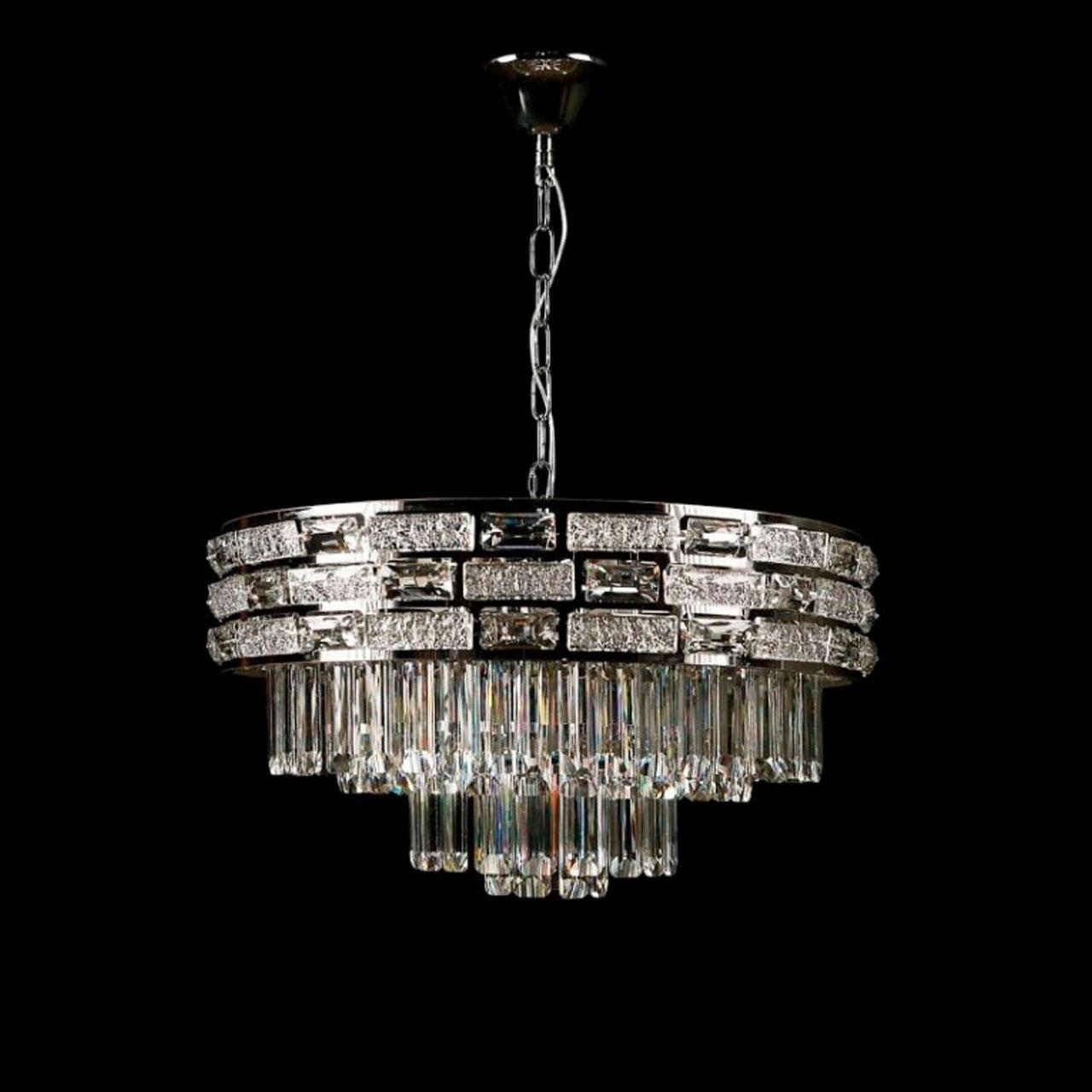 Люстра сучасна підвісна кришталева на 6 ламп E14 колір каркасу хром VL-L3588/400/6 CR, фото 1