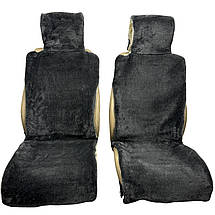 Хутряні накидки універсальні чохли - майки на передні сидіння авто з овчини (Еко-хутро) сірі, фото 3