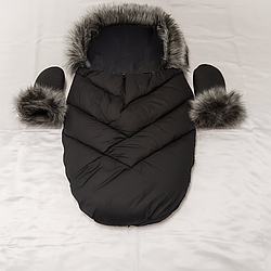 Теплий зимовий конверт у коляску з муфтою-рукавичками — набір для малюка 0–3 років, чорний