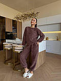 Домашній махровий костюм, тепла плюшева піжама Тедді коричнева, фото 3
