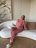 Тепла махрова піжама Teddy малинового кольору, пухнастий домашній костюм, фото 7