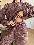 Домашній махровий костюм, тепла плюшева піжама Тедді коричнева, фото 2