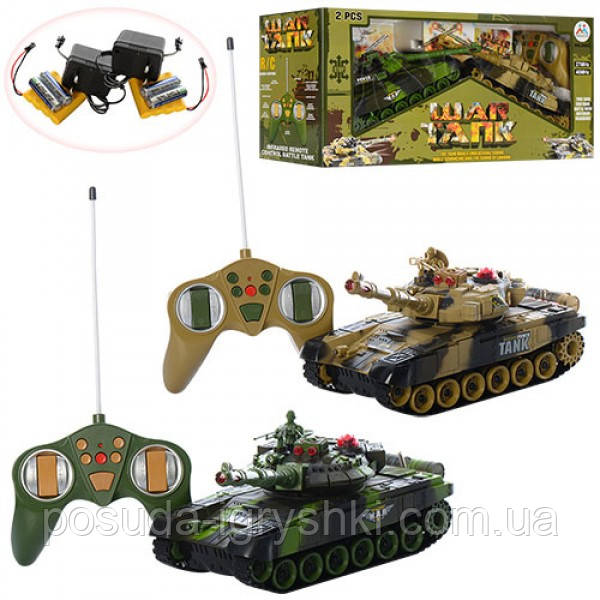 Набір ігровий 9993-2PC на радіокеруванні, акумулятор, танк 2 шт., рухомий корпус, музика, світло, в коробці 55-18-25,5, фото 1
