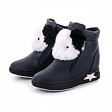 Сникерси зимние женские ботинки синие на молнии, фото 2