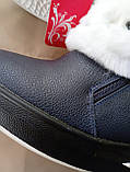 Сникерси зимние женские ботинки синие на молнии, фото 3