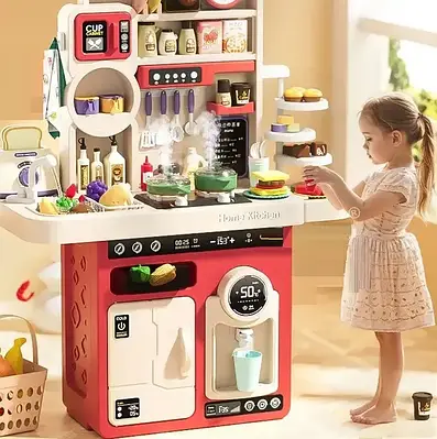 Інтерактивна кухня дитяча іграшка юний кухар для розвитку моторики 93 предмети плита мийка світло мелодії пар