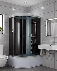 Гідромасажний бокс 120х80х215см чорний асиметричний правий гідромасажна кабіна на глибокому піддоні