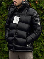 Пуховик Moncler чоловічий матовий пуховик Moncler Maya чорний глянсовий пухан Монклер зимова куртка Монклер Майа