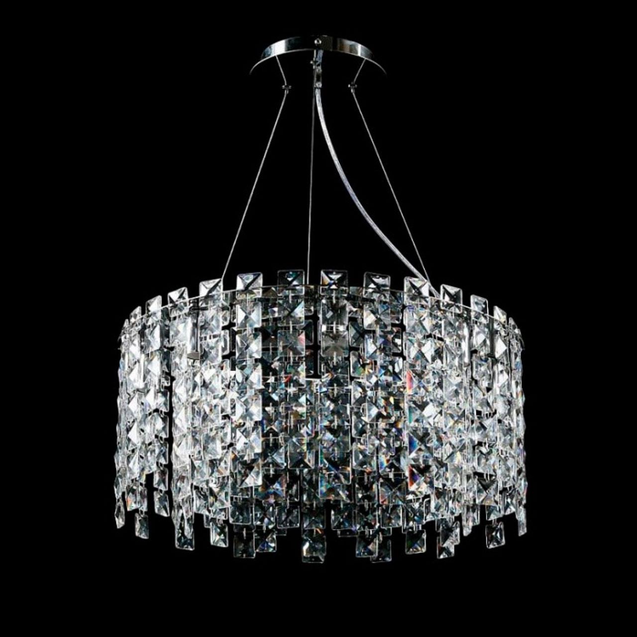 Люстра сучасна підвісна кришталева на 6 ламп E14 колір каркасу хром VL-L9450/400/6 CR, фото 1