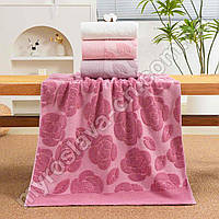 Рушник банний махровий однотонний "Троянди" (махра)