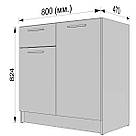 Двохдверна тумба підлогова для кухні з 4 закритими та шухлядою з ДСП Тумби кухонні нижні без стільниці, фото 7