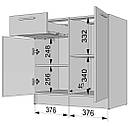 Двохдверна тумба підлогова для кухні з 4 закритими та шухлядою з ДСП Тумби кухонні нижні без стільниці, фото 8