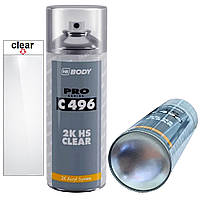 Акриловий лак спрей прозорий Body C496 2K HS Clear Spray 400мл