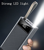 Повербанк Power Bank K-320 із ліхтариком зовнішній акумулятор на 4 роз'єми 30000 mAh, фото 5